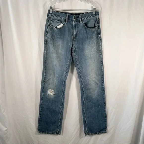 Levis 559 Jeans Men's 32x36 Medium Wash Blue Denim Button Zip Cotton Blend - Picture 1 of 12